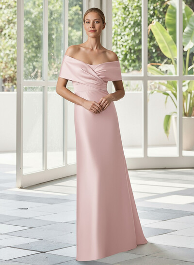 Elegant Off-The-Shoulder A-Line Floor-Length Satin Mother Of The Bride Dresses