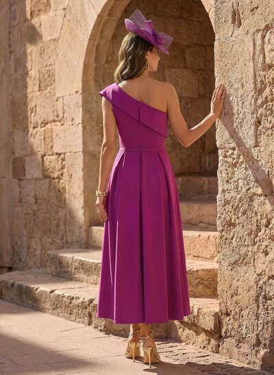 Elegant Bow(s) Asymmetrical Neckline Overskirt Ankle-Length Elastic Satin Mother Of The Bride Dresses