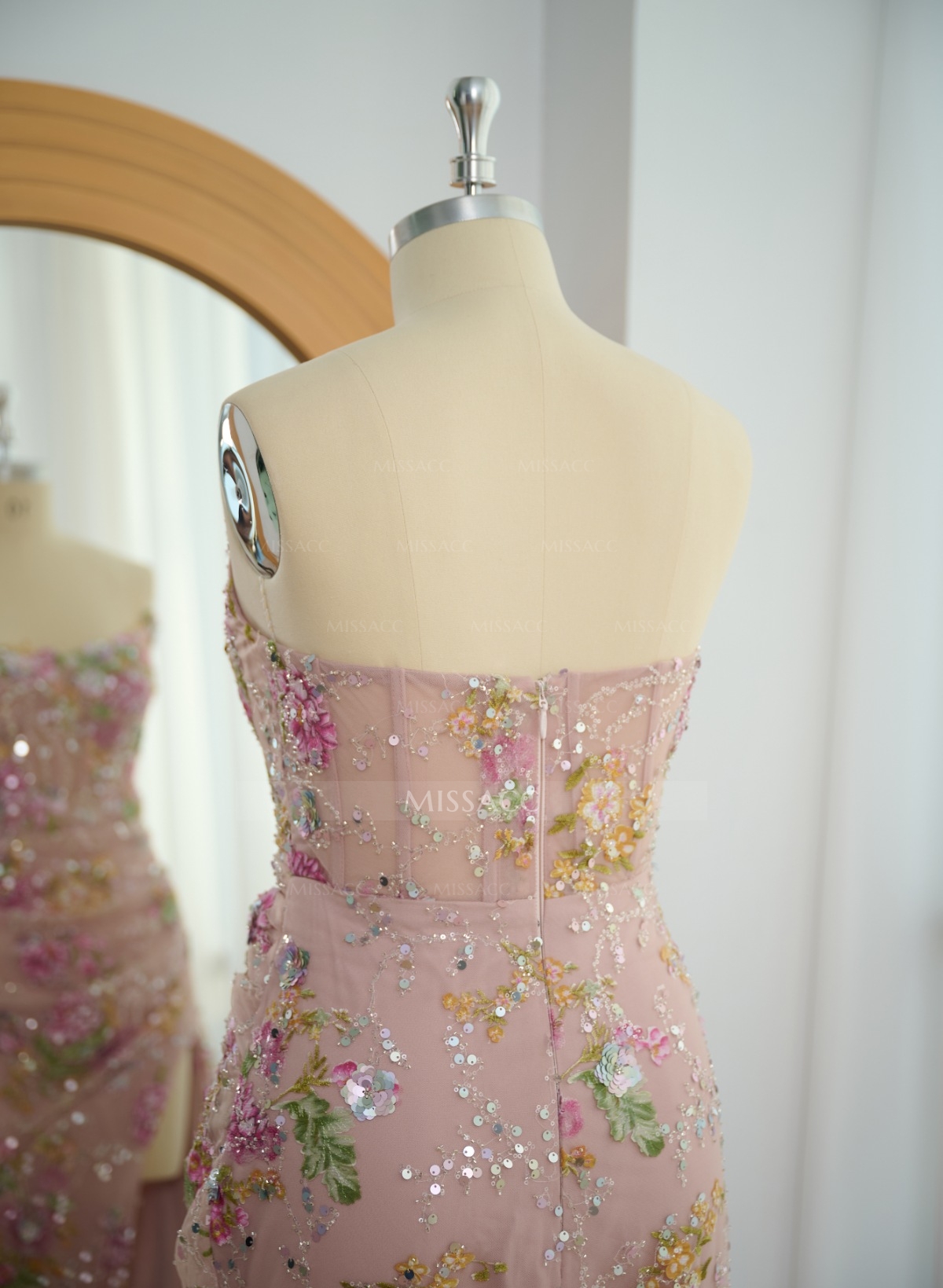 Sparkle & Shine Cowl Neck Sleeveless Sweep Train Lace/Tulle/Sequined Prom Dresses