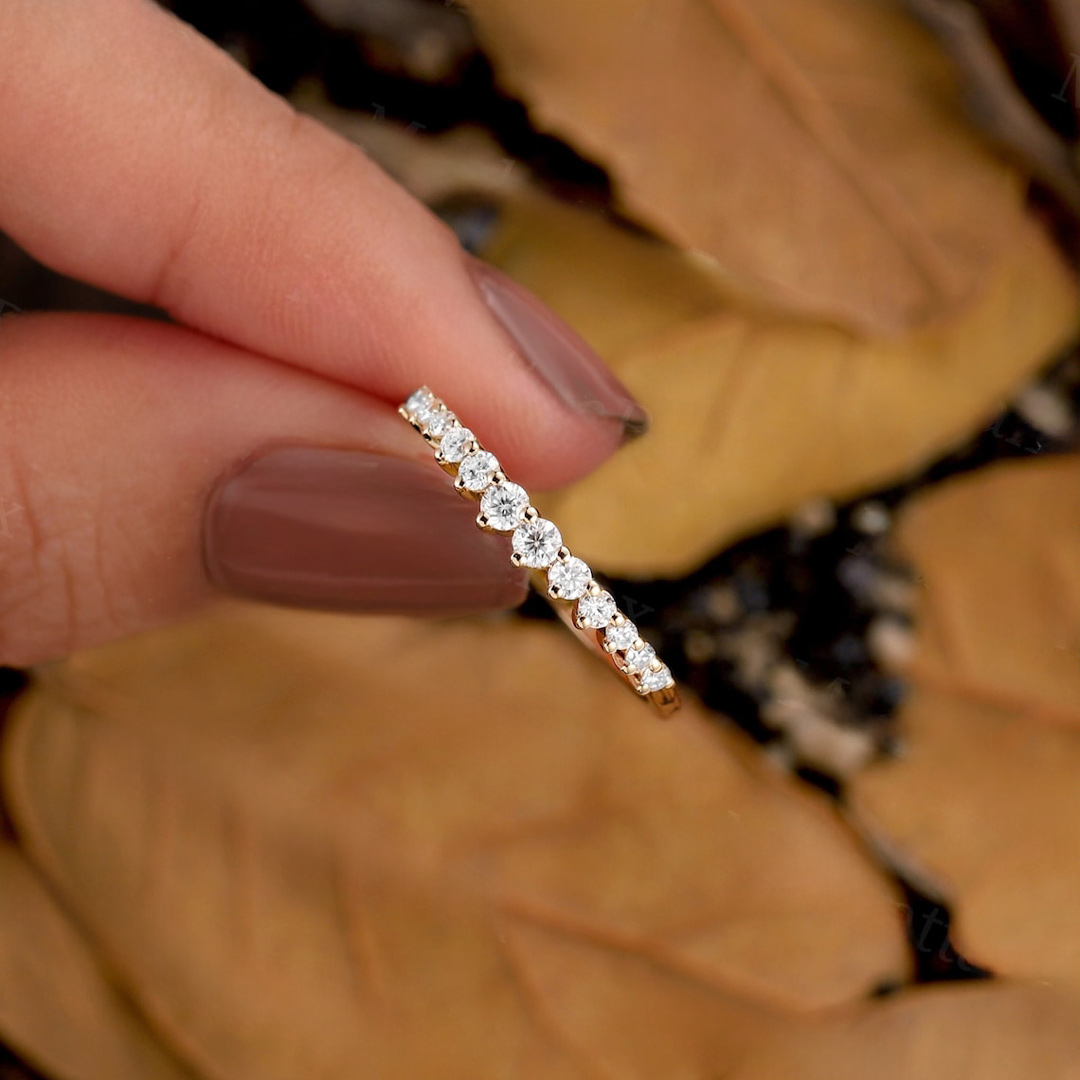 1.98CT Round Cut Moissanite Wedding Band In Sterling Silver
