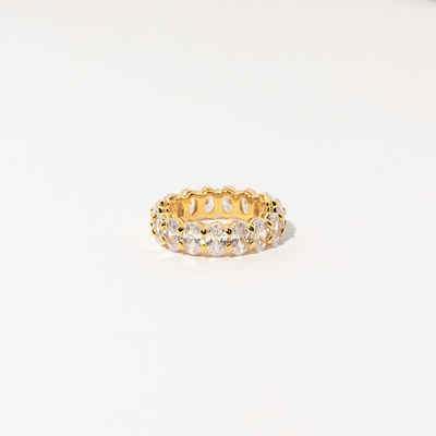 3CT Oval Cut Moissanite Wedding Band In Sterling Silver - 14K Gold Plated