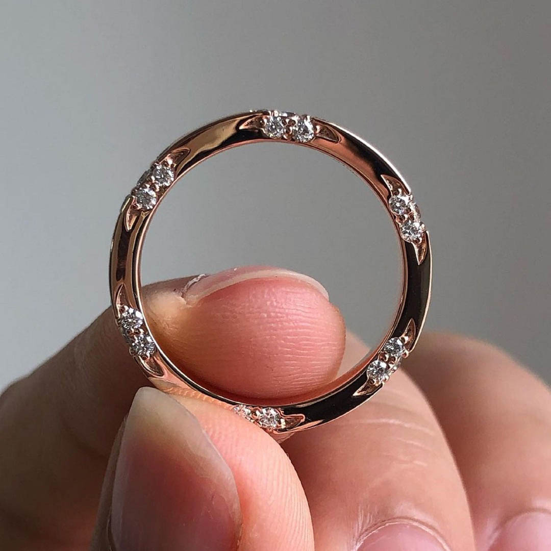 2.94CT Round Cut Moissanite Wedding Band In Sterling Silver - 14K Rose Gold Plated