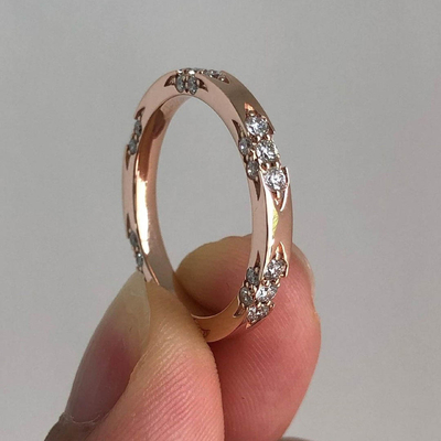 2.94CT Round Cut Moissanite Wedding Band In Sterling Silver - 14K Rose Gold Plated