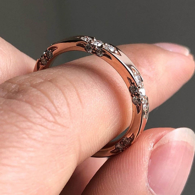 2.94CT Round Cut Moissanite Wedding Band In Sterling Silver - 14K Rose Gold Plated