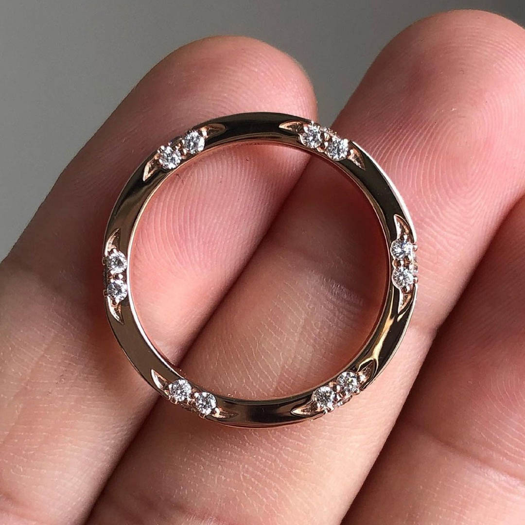 2.94CT Round Cut Moissanite Wedding Band In Sterling Silver - 14K Rose Gold Plated