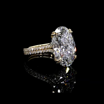 5CT Oval & Round Cut Moissanite Engagement Ring In Sterling Silver