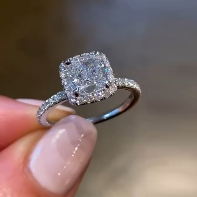 3.5CT Round Cut Moissanite Engagement Ring In Sterling Silver