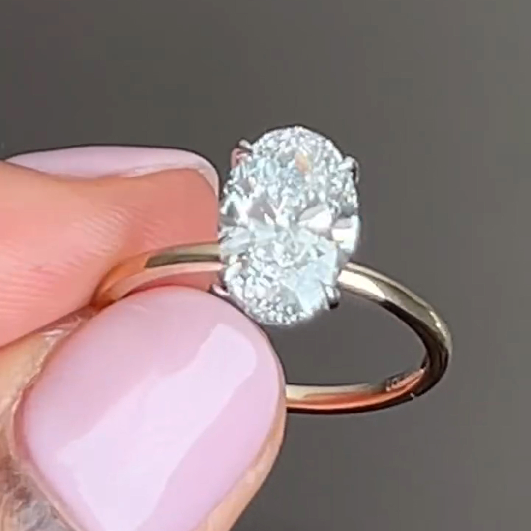 5CT Oval & Marquise Cut Moissanite Engagement Ring In Sterling Silver