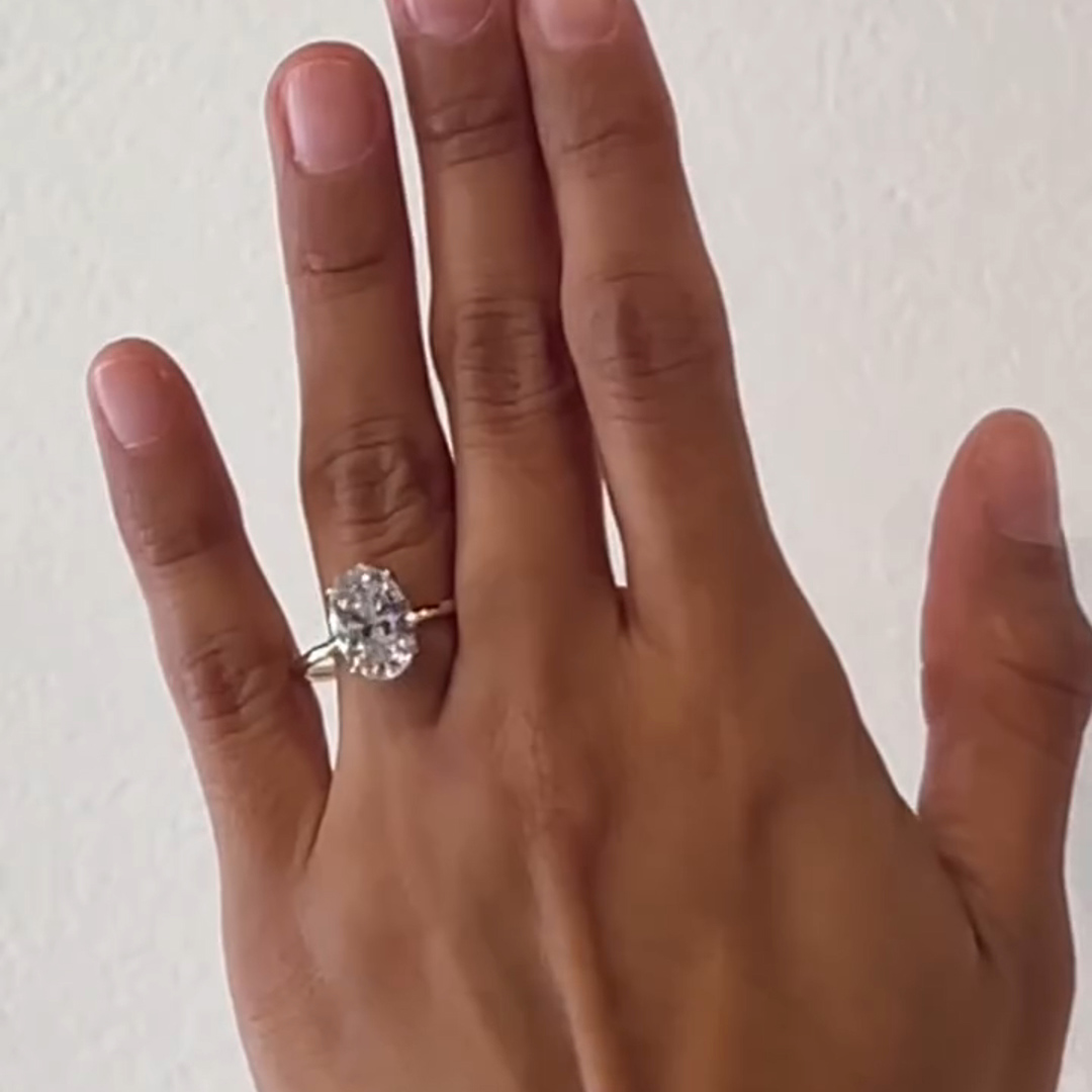 5CT Oval & Marquise Cut Moissanite Engagement Ring In Sterling Silver
