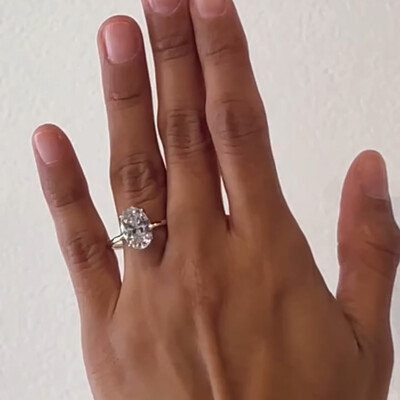 5CT Oval & Marquise Cut Moissanite Engagement Ring In Sterling Silver
