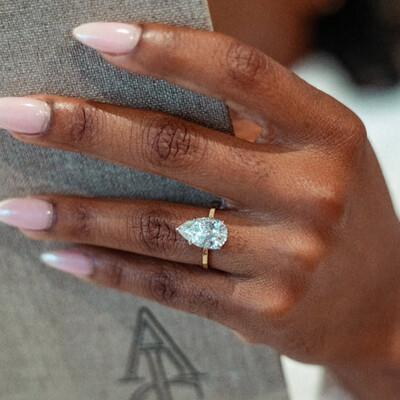 4CT Oval & Pear Cut Moissanite Engagement Ring In Sterling Silver