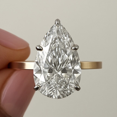 4CT Oval & Pear Cut Moissanite Engagement Ring In Sterling Silver
