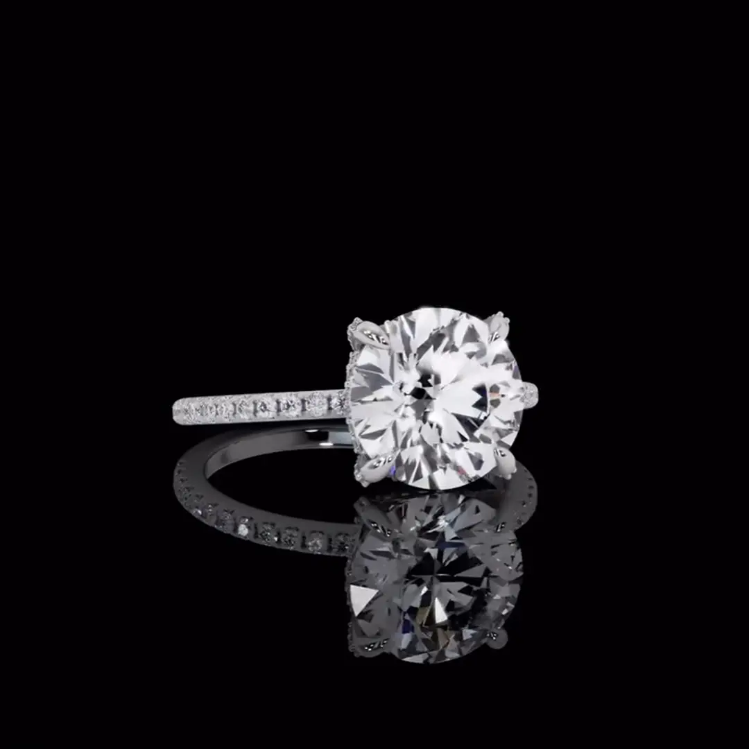 2CT Round Cut Moissanite Engagement Ring In Sterling Silver