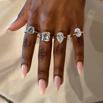 2CT Round Cut Moissanite Engagement Ring In Sterling Silver