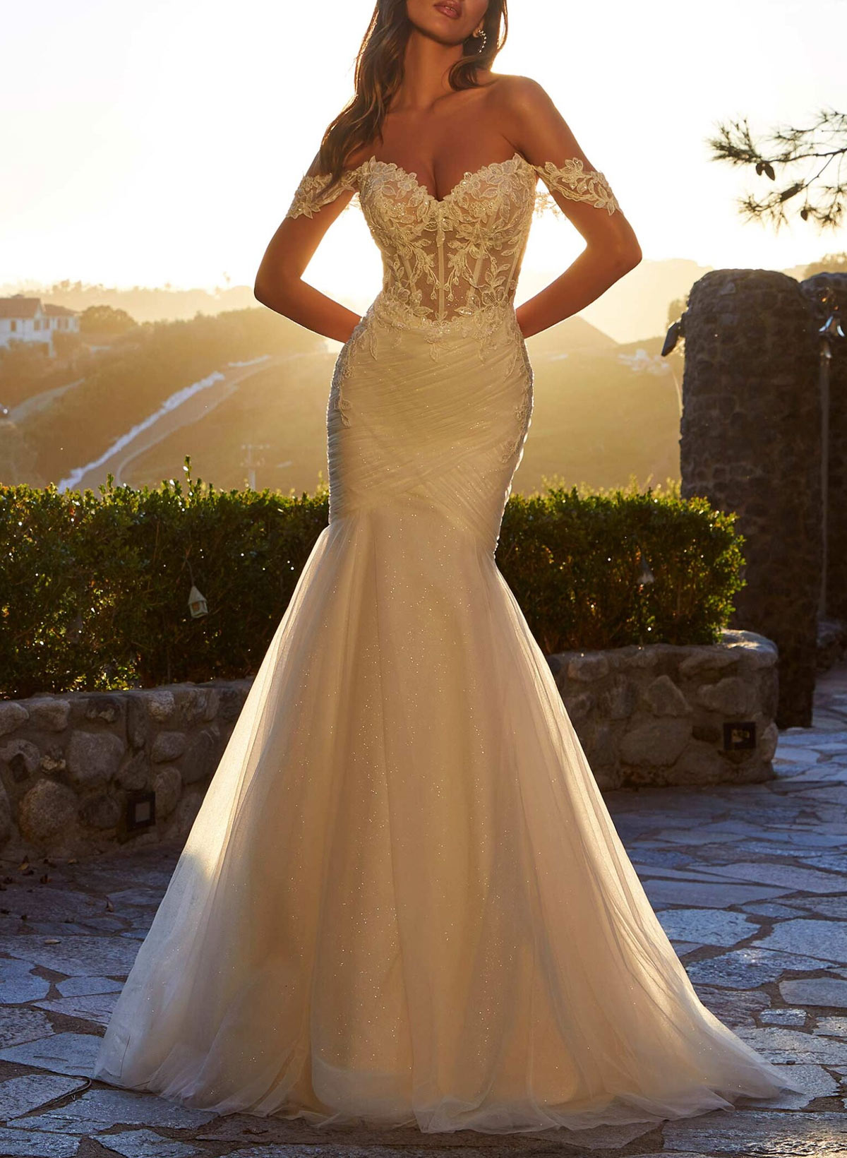 Elegant Sweetheart Mermaid Court Train Lace/Tulle Wedding Dress