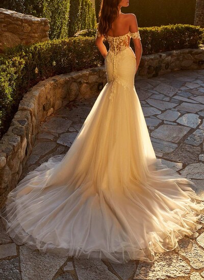 Elegant Sweetheart Mermaid Court Train Lace/Tulle Wedding Dress