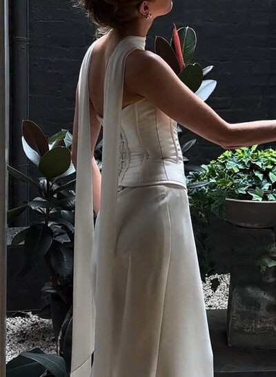 Trumpet/Mermaid Sweetheart Sleeveless Floor-Length Matte Satin Wedding Dresses