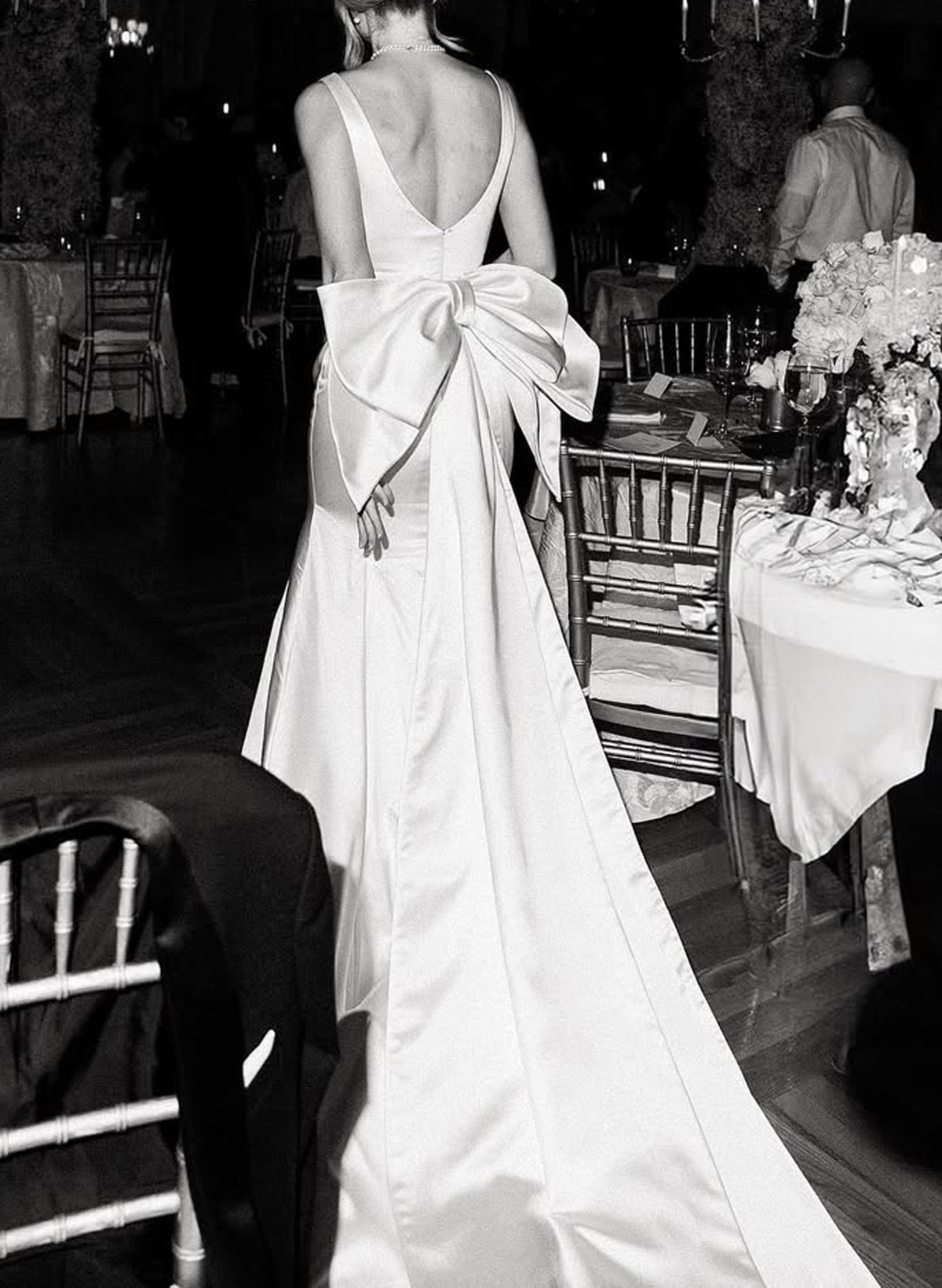 Classy Square Neckline Mermaid Bow(s) Detachable Overskirt Matte Satin Wedding Dresses