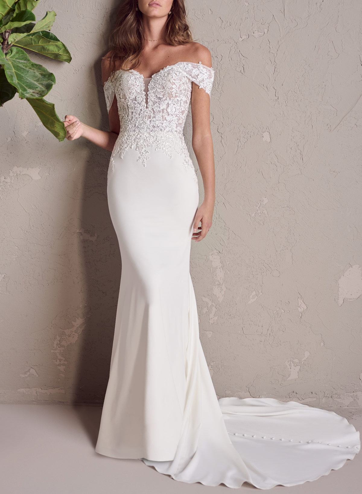 Elegant Sweetheart Detachable Straps Mermaid Sweep Train Lace/Elastic Satin Wedding Dresses