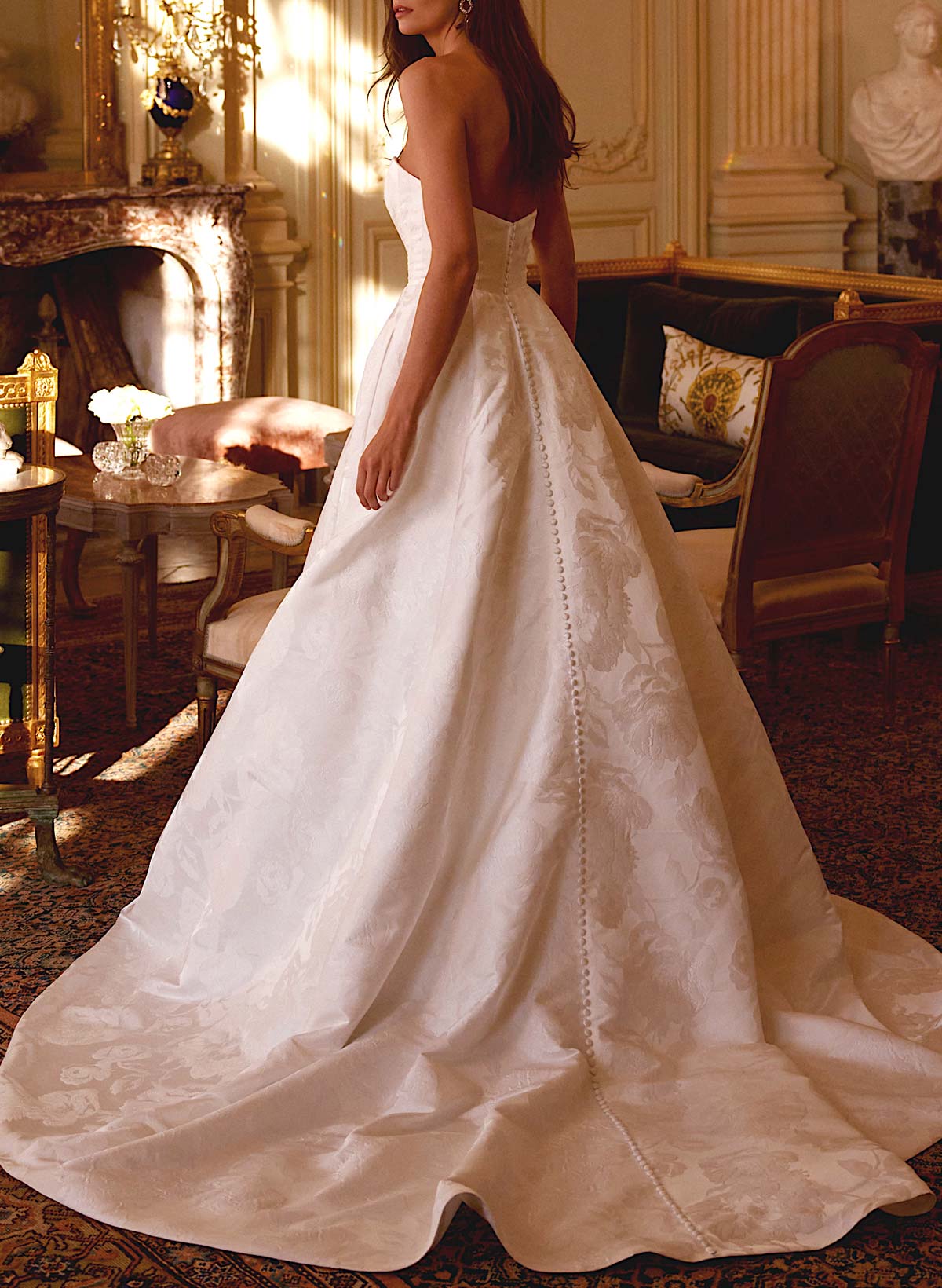 Elegant Cowl Neck Strapless Sleeveless A-Line Court Train Wedding Dresses