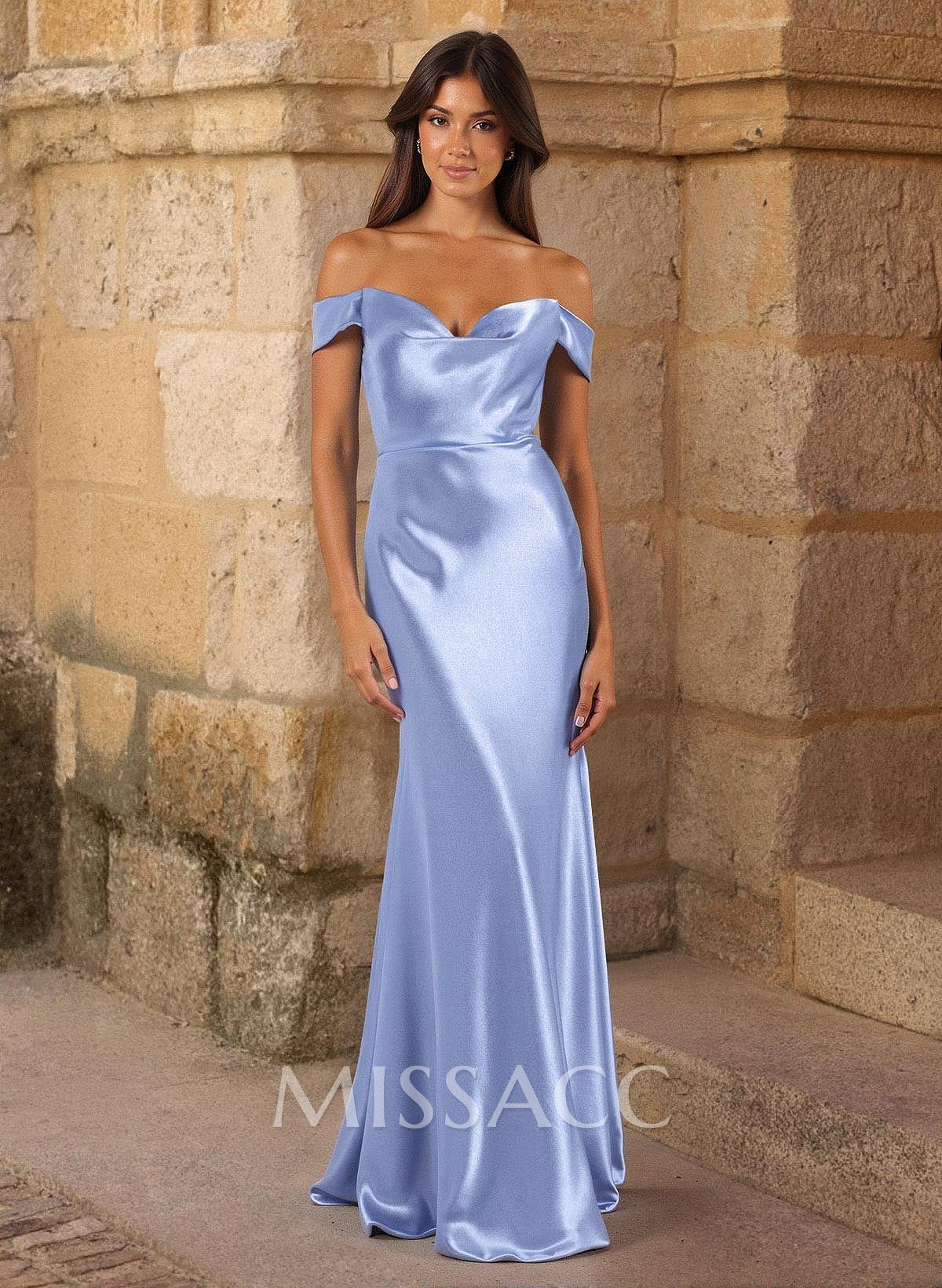 Trumpet/Mermaid Sweetheart Detachable Sleeves Floor-Length Stretch Satin Knit Bridesmaid Dresses