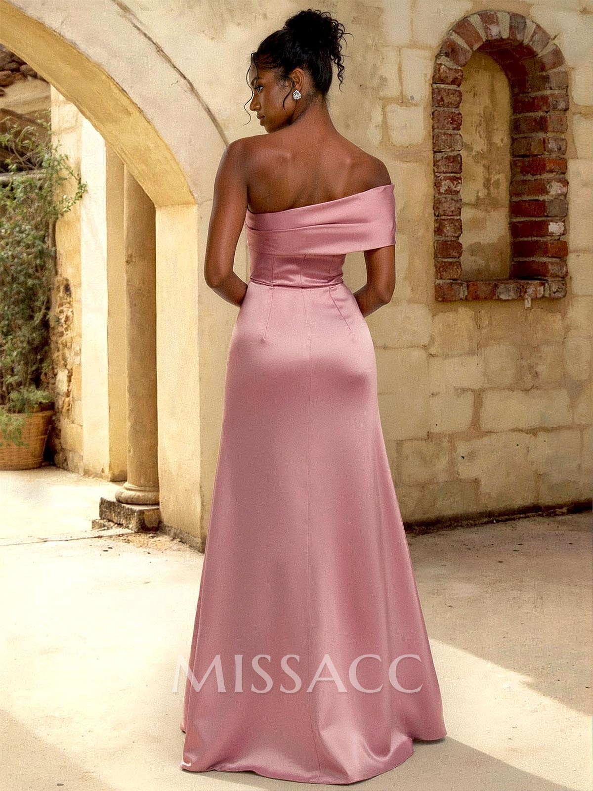 A-Line Off-The-Shoulder Sleeveless Floor-Length Satin Bridesmaid Dresses