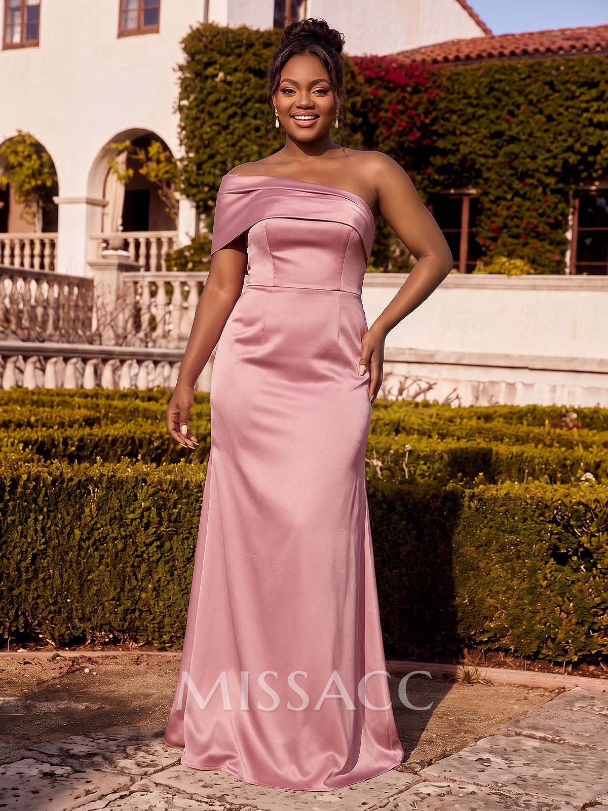 A-Line Off-The-Shoulder Sleeveless Floor-Length Satin Bridesmaid Dresses