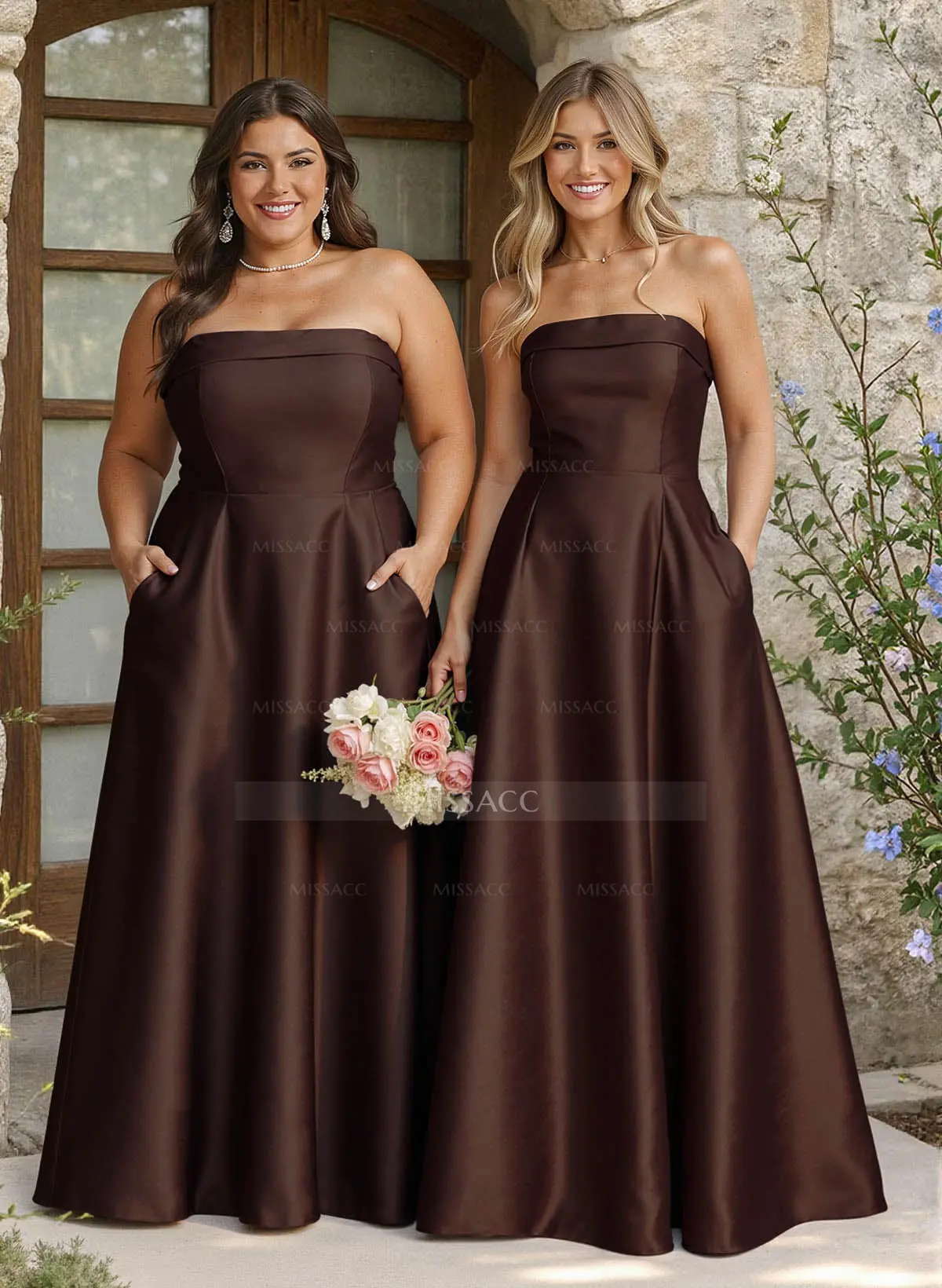 sweetheart mermaid bridesmaid dresses Button detail strapless treasure taffeta mini dress w pockets Fuchsia Pink / XL