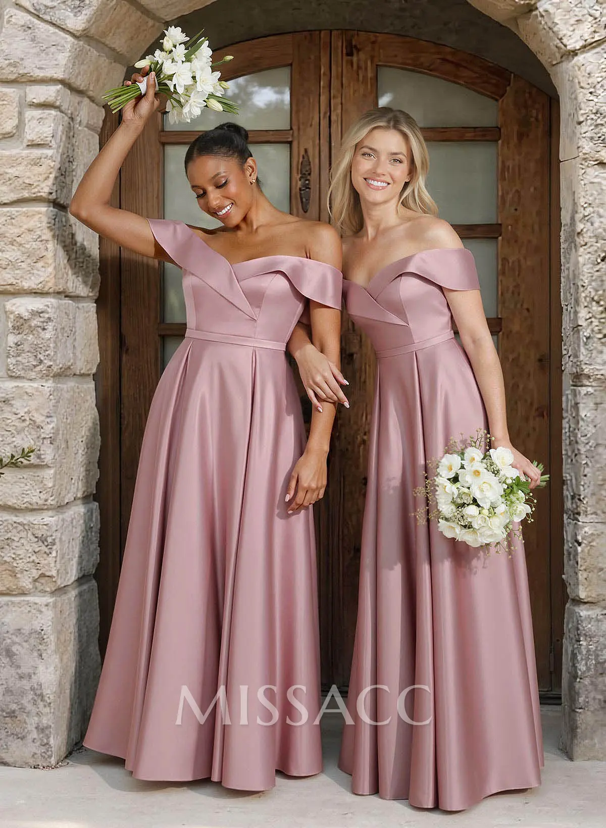 missacc bridesmaid dresses Elegant Ruched One-Shoulder Silk Like Satin With High Split so Missacc found you the Off Unique A-Line Off-The-Shoulder Sleeveless Floor-Length