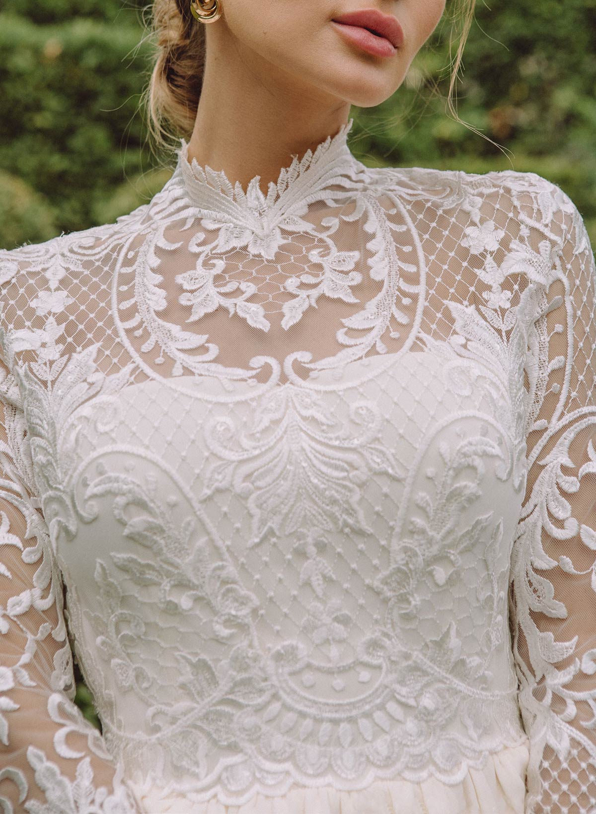 Elegant High Neck Long Sleeves Tiered A-Line Short/Mini Lace Cocktail Dresses