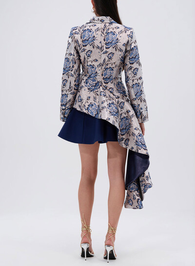 Elegant V-Neck Long Sleeves A-Line Short/Mini Satin/Sequined Cocktail Dresses With Cascading Ruffles