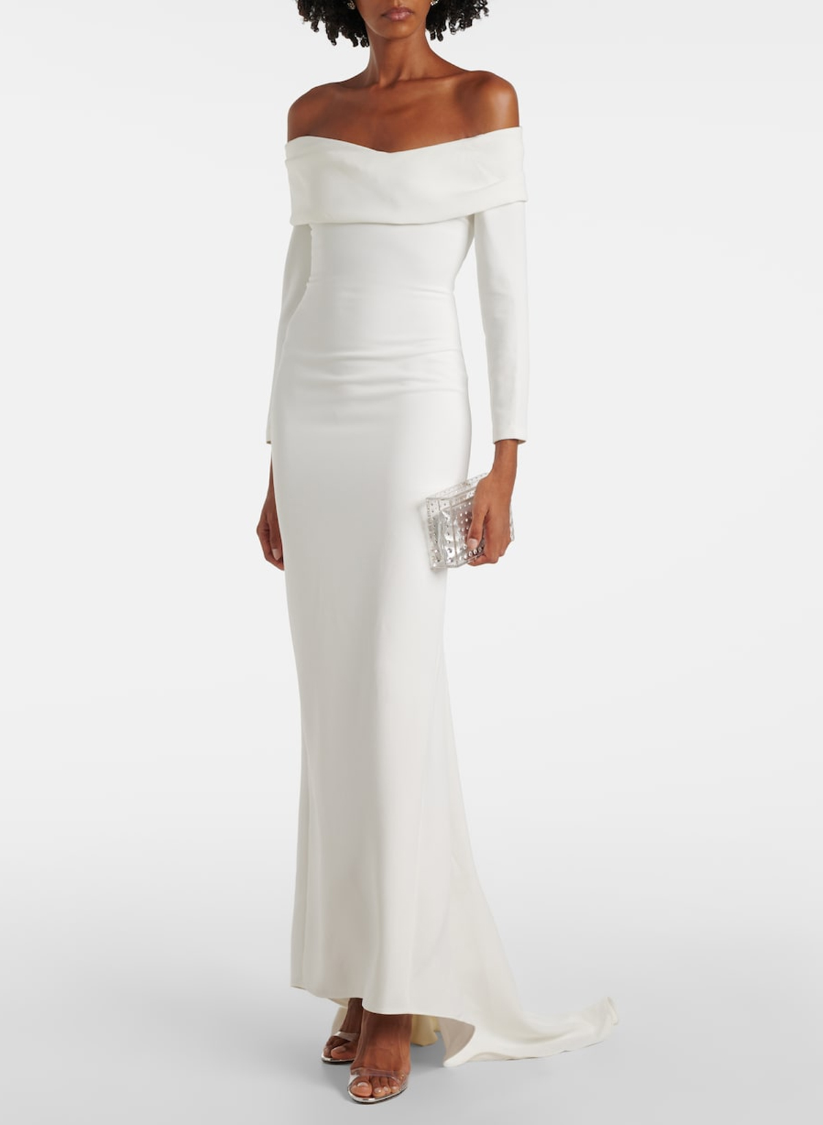 Elegant Off-The-Shoulder Long Sleeves Mermaid Sweep Train Elastic Satin Evening Dresses