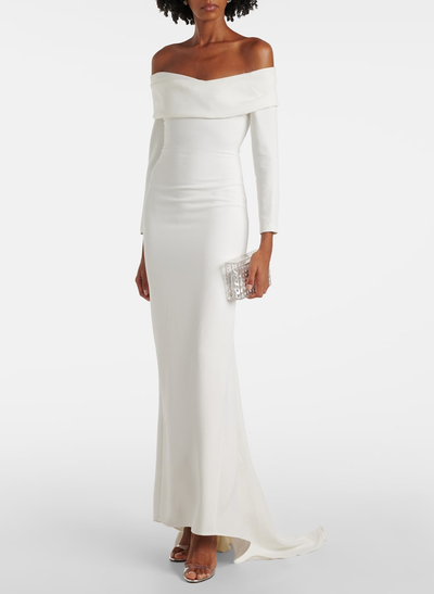 Elegant Off-The-Shoulder Long Sleeves Mermaid Sweep Train Elastic Satin Evening Dresses