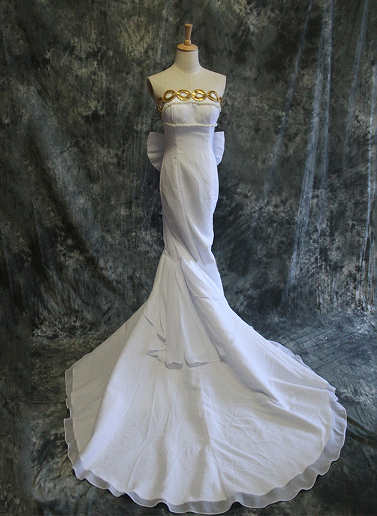 Elegant Strapless Sleeveless Mermaid Sweep Train Chiffon Evening Dresses With Bow(s)/Beading