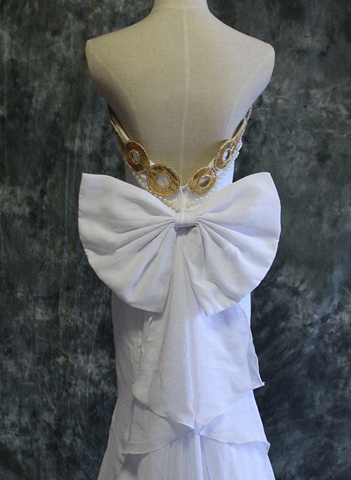 Elegant Strapless Sleeveless Mermaid Sweep Train Chiffon Evening Dresses With Bow(s)/Beading