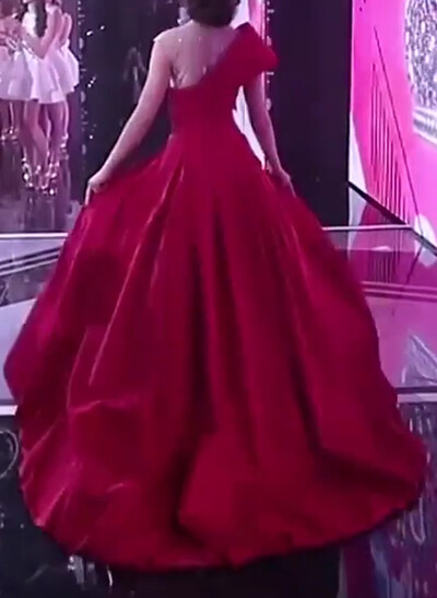 Sparkle & Shine Illusion Neck Sweep Train Sequined/Taffeta Evening Dresses With Overskirt Dress