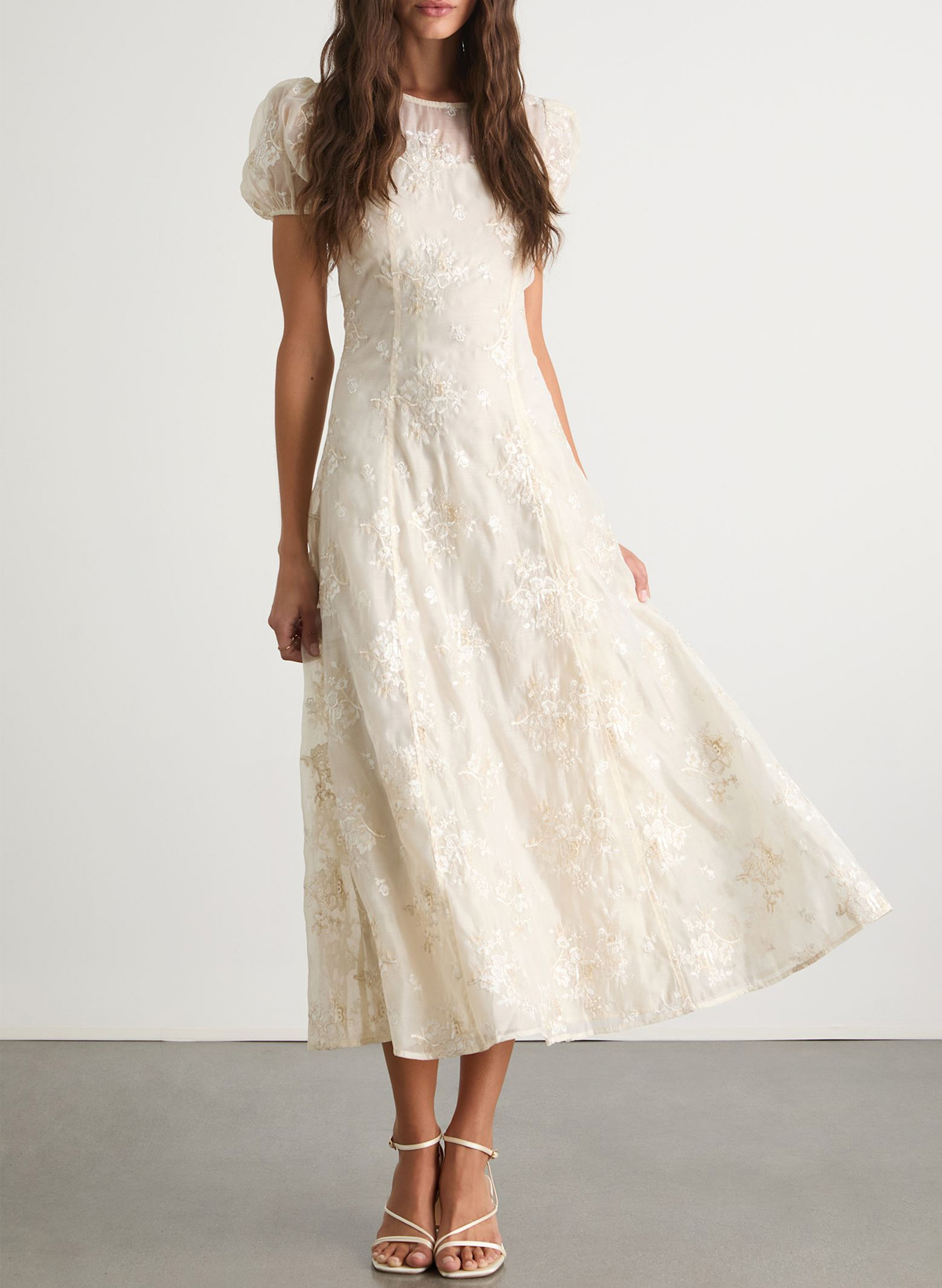 Elegant Scoop Neck Short Sleeves A-Line Tea-Length Homecoming Dresses With Flower(s)