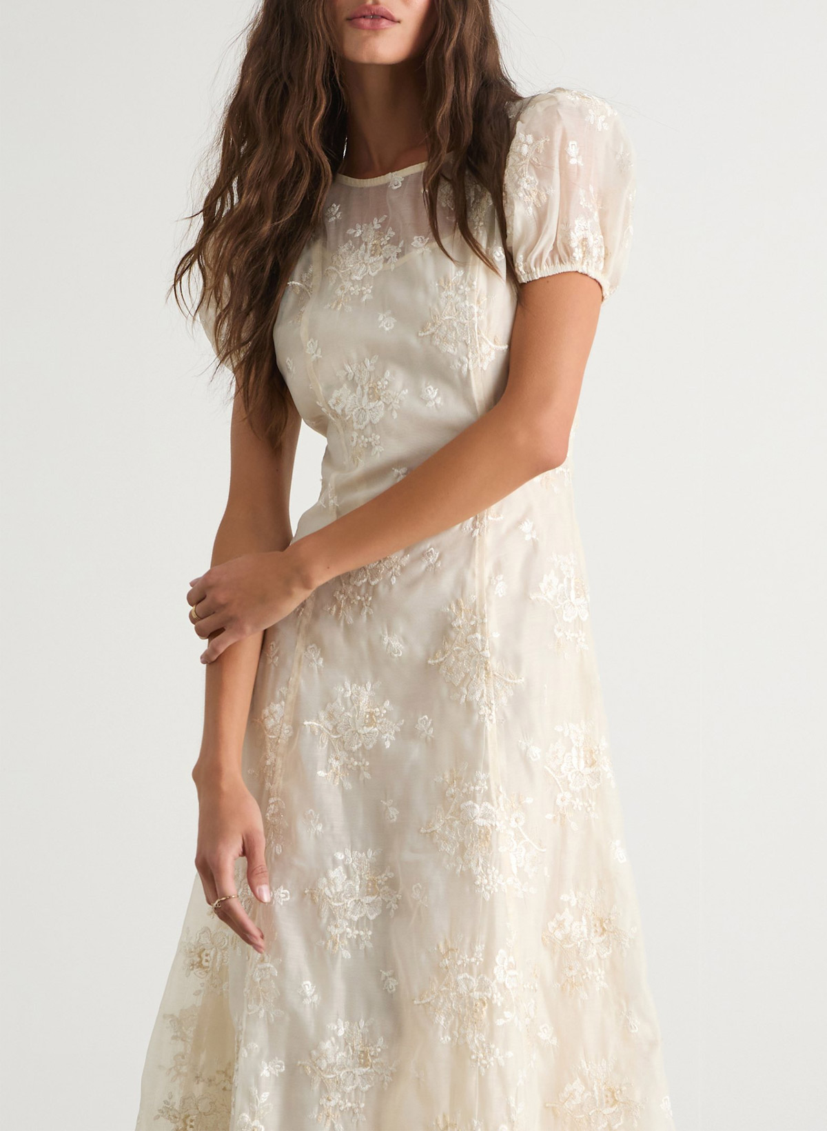 Elegant Scoop Neck Short Sleeves A-Line Tea-Length Homecoming Dresses With Flower(s)
