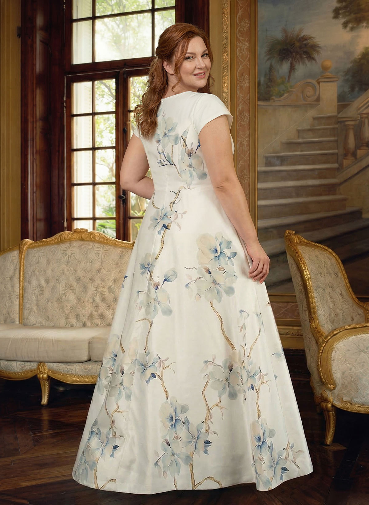 Elegant Scoop Neck A-Line Floor-Length Satin Mother Of The Bride Dresses With Flower(s)