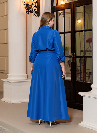 A-Line V-Neck 3/4 Sleeves Floor-Length Satin Mother Of The Bride Dresses With Bow(s)