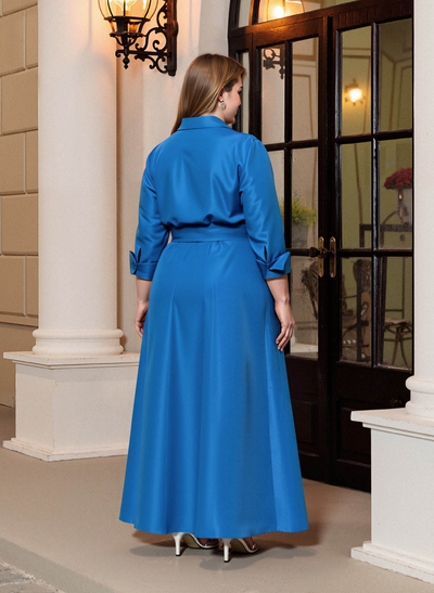 A-Line V-Neck 3/4 Sleeves Floor-Length Satin Mother Of The Bride Dresses With Bow(s)