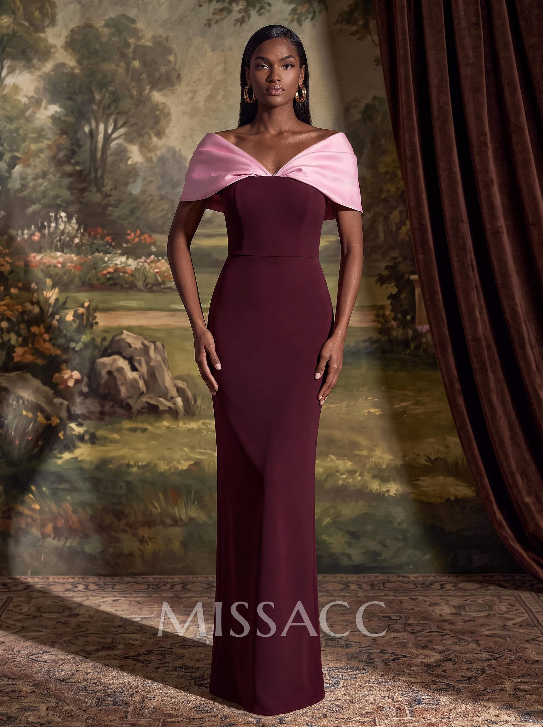 Sheath/Column Off-The-Shoulder Floor-Length Elastic Satin Mother Of The Bride Dresses With Back Slit
