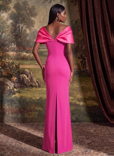 Sheath/Column Off-The-Shoulder Floor-Length Elastic Satin Mother Of The Bride Dresses With Back Slit