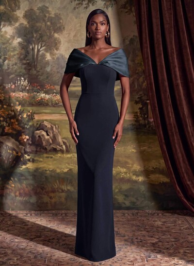 Sheath/Column Off-The-Shoulder Floor-Length Elastic Satin Mother Of The Bride Dresses With Back Slit