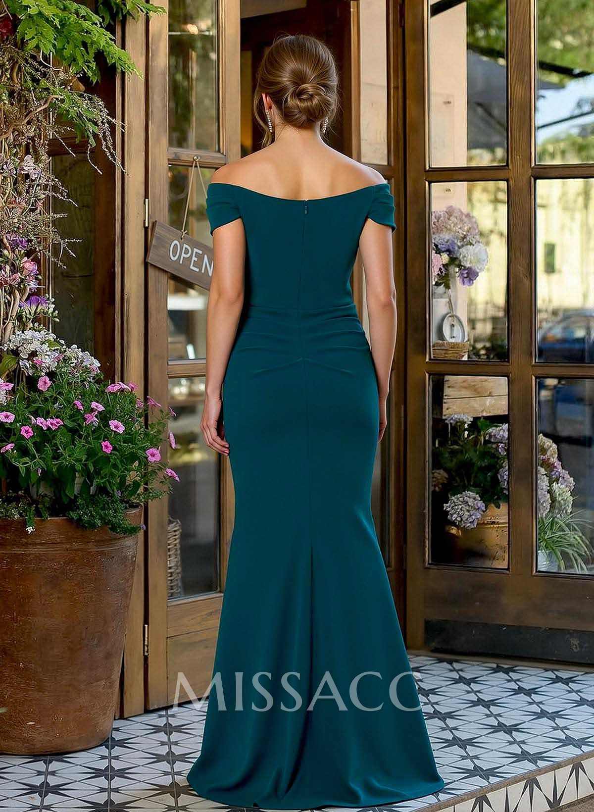 Elegant Off-The-Shoulder Mermaid Floor-Length Elastic Satin Mother Of The Bride Dresses With Split Front