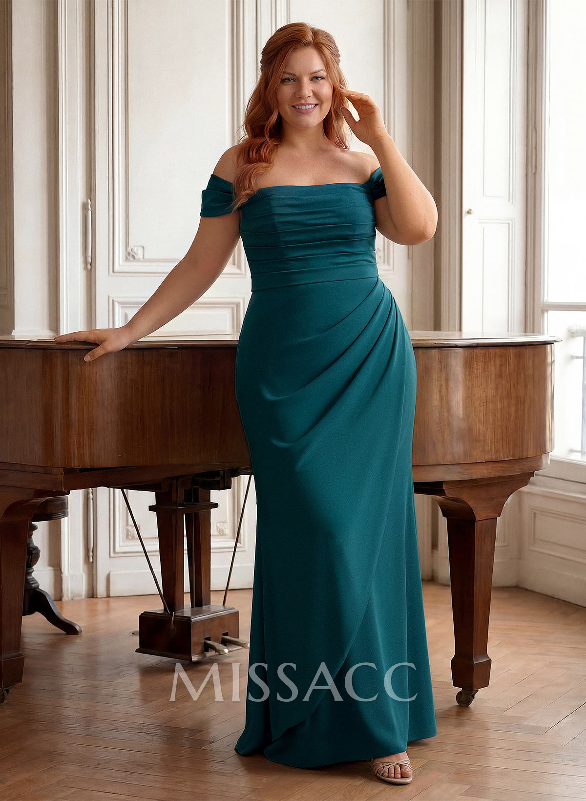 Elegant Off-The-Shoulder Mermaid Floor-Length Elastic Satin Mother Of The Bride Dresses With Split Front