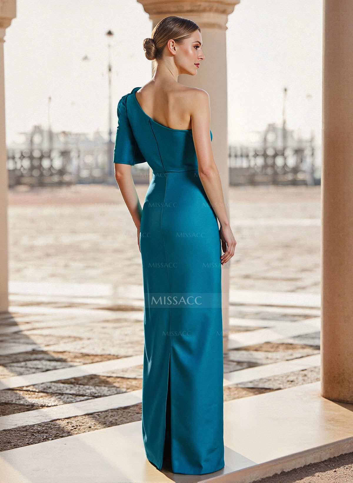 Sheath/Column One-Shoulder Floor-Length Mother Of The Bride Dresses With Flower(s)