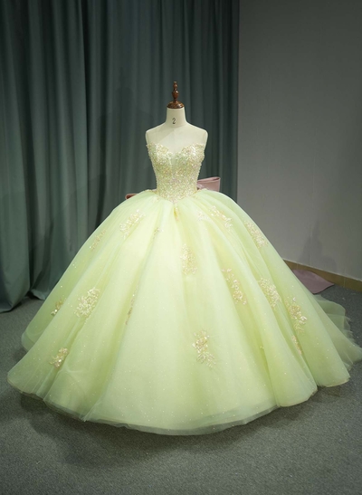 Ball-Gown Sweetheart Sleeveless Royal Prom Dresses With Bow(s)/Beading/Sequins