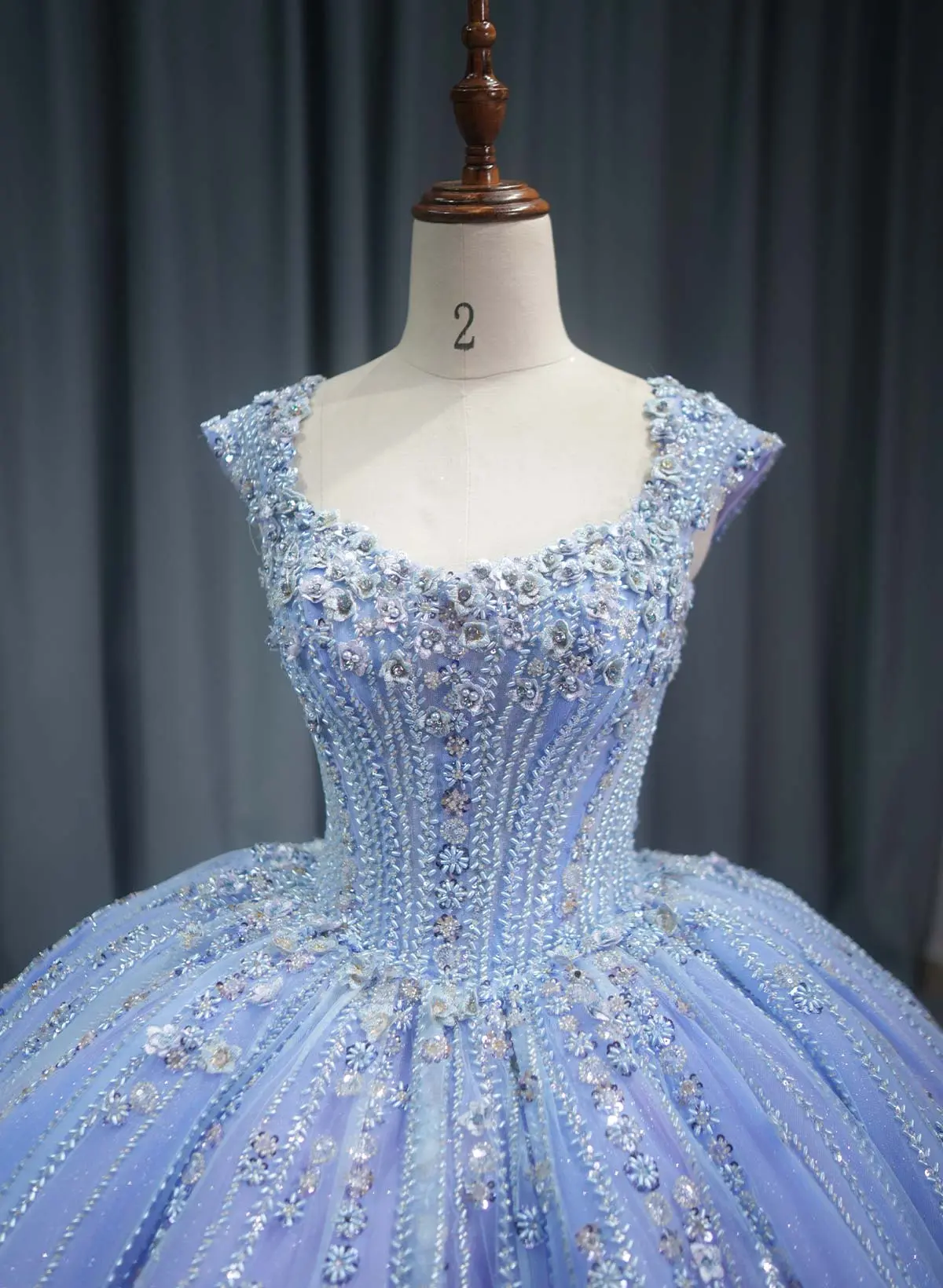 Ball-Gown V-Neck Cape Sleeves Royal Evening Dresses With Beading/Sequins/Flower(s)