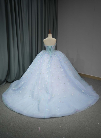 Ball-Gown Sweetheart Sleeveless Royal Prom Dresses With Beading/Flower(s)
